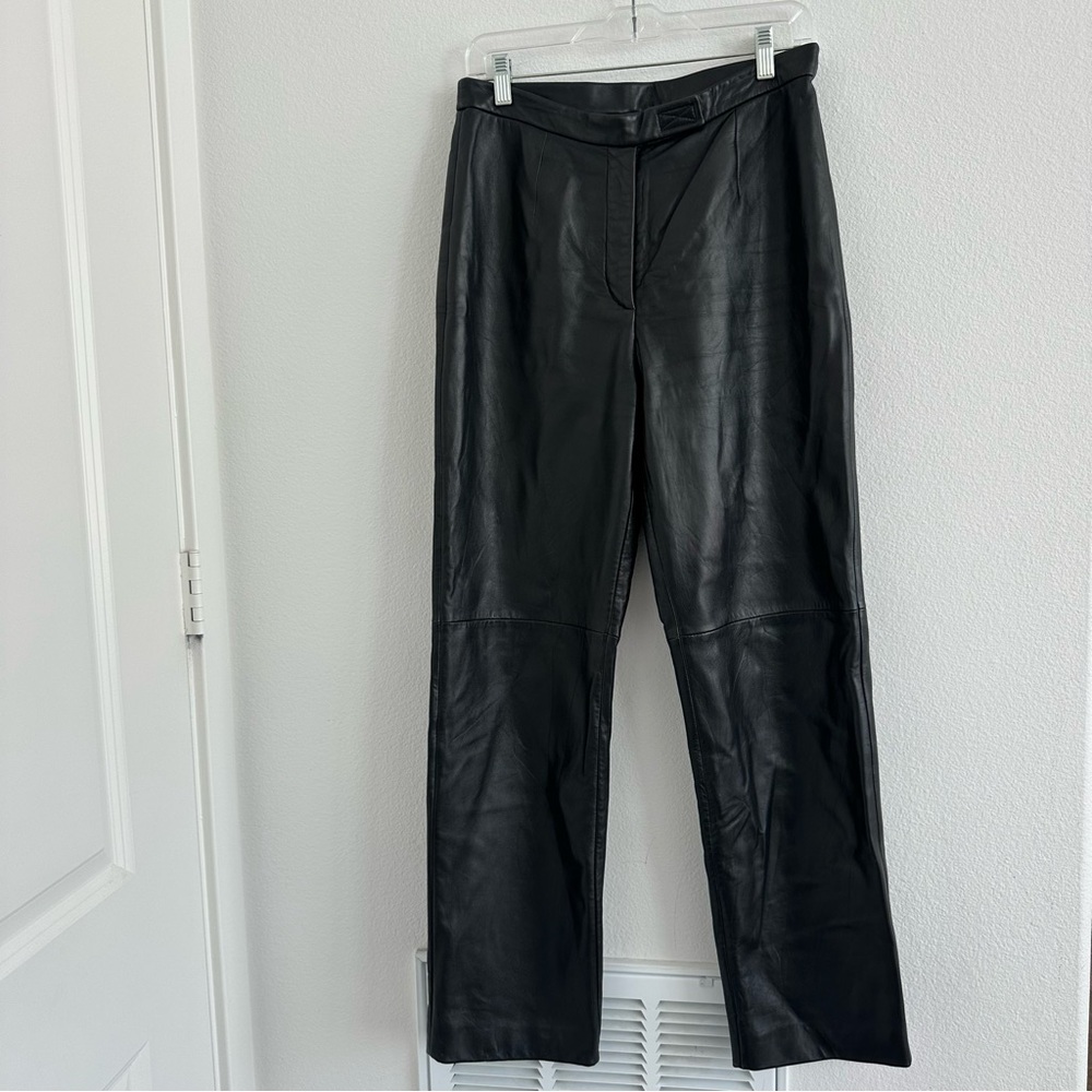 Siena Studio Black 100% Leather Straight Pants Size: 8